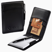 black leather pocket jotter